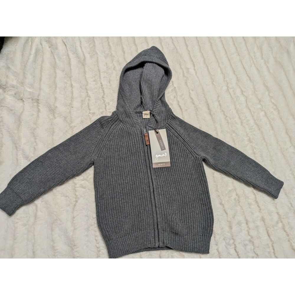 NWT Goumi Kids Knit Hoodie Stormy Gray size 3T